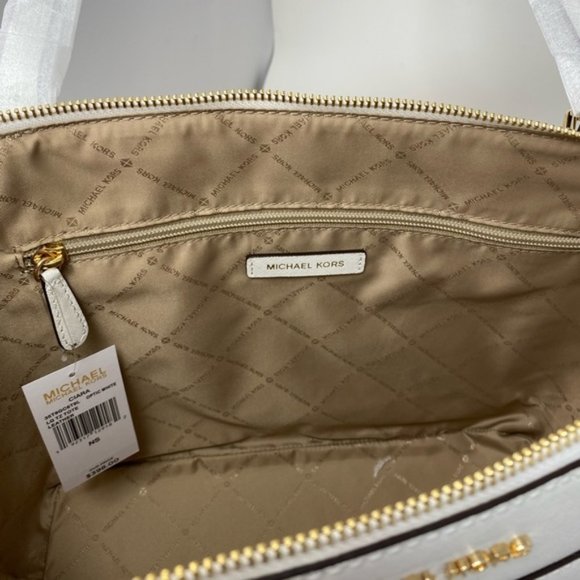 NWT Michael Kors Ciara LG EW TZ Tote Optic White - Picture 11 of 13